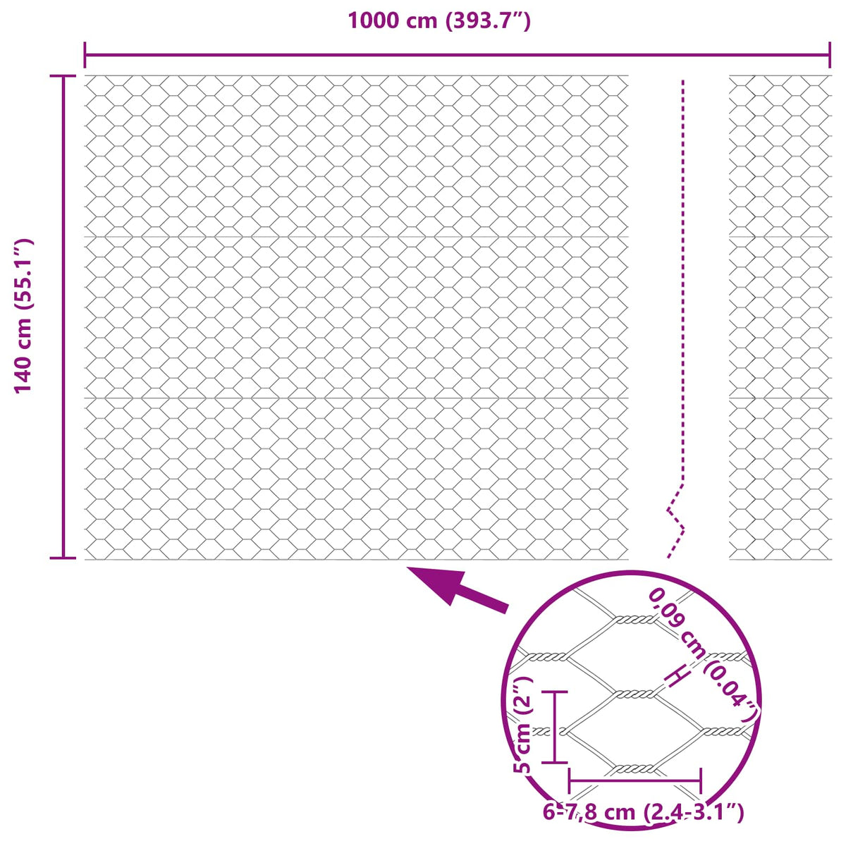 Sechseckgeflechtzaun 1,4 x 10 m PVC Grün