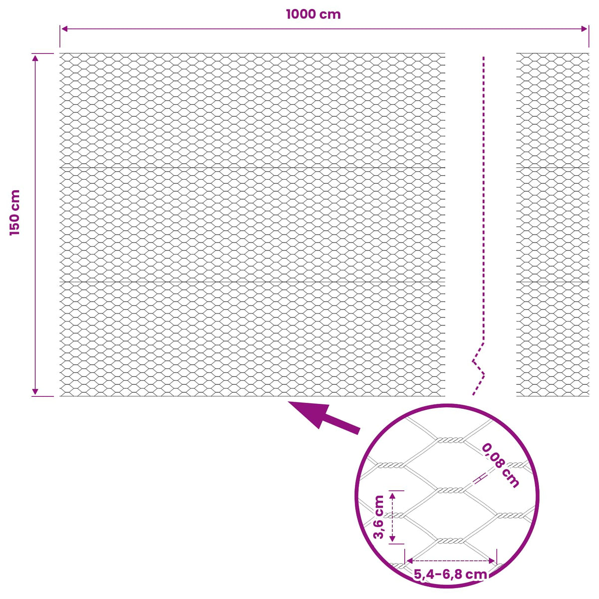 Sechseckgeflechtzaun 1,5 x 10 m PVC Grün