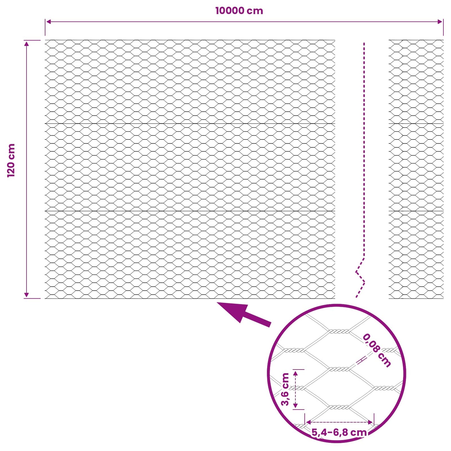 Hexagonzaun Grün 1,2 x 100 m PVC
