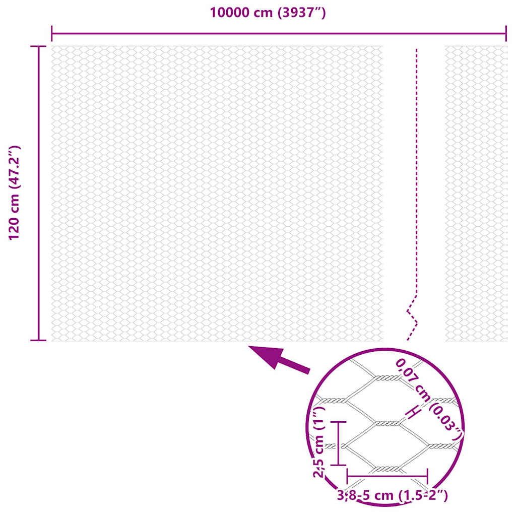 Sechseckgeflechtzaun 1,2 x 100 m PVC Grau