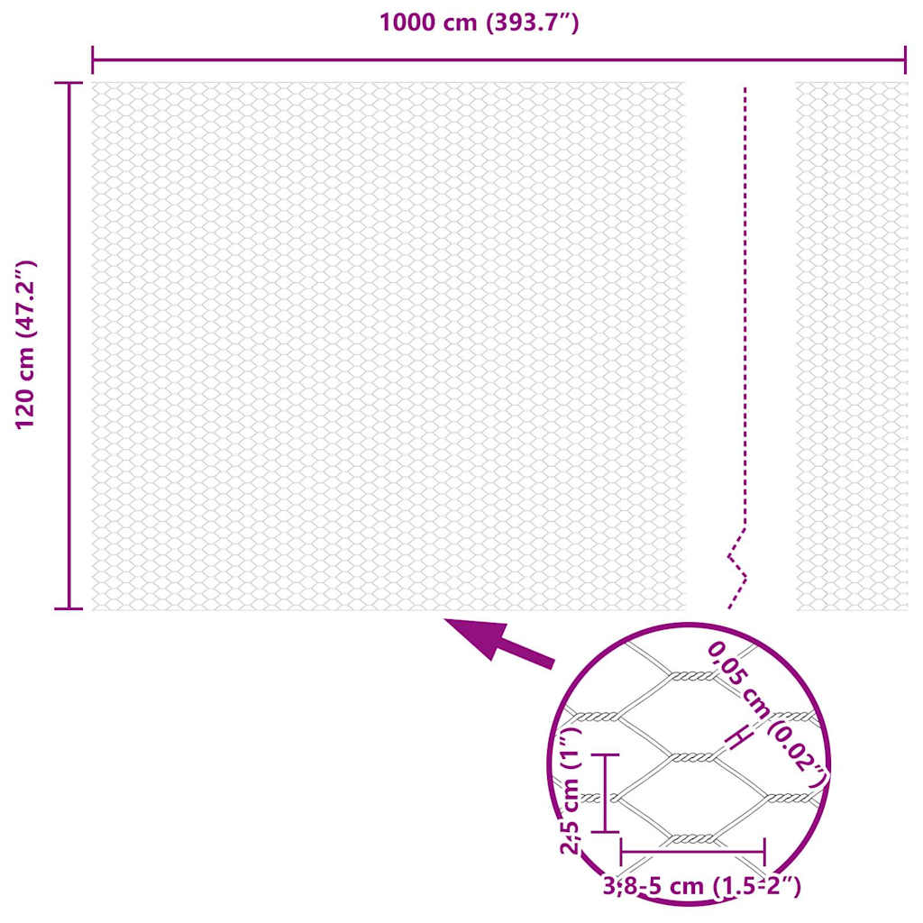 Sechseckgeflechtzaun 1,2 x 10 m Verzinkter Stahl Silber