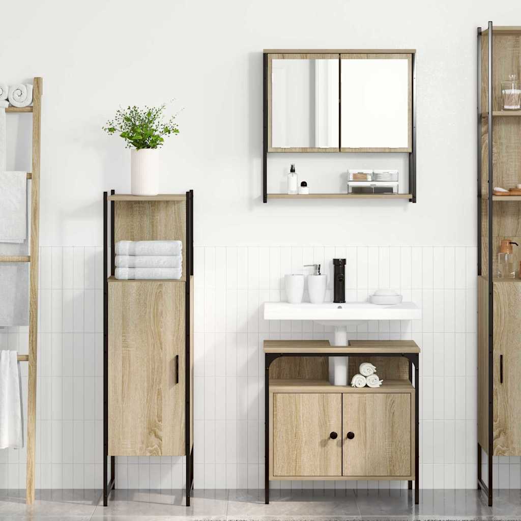 Badezimmermöbel Set mit Regal 3 pcs Braun 33 x 33 x 120.5 cm