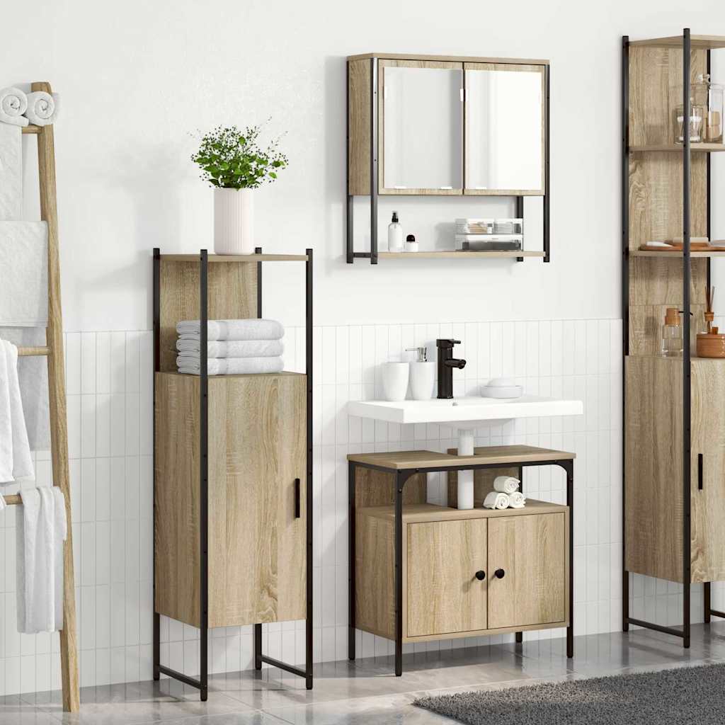Badezimmermöbel Set mit Regal 3 pcs Braun 33 x 33 x 120.5 cm