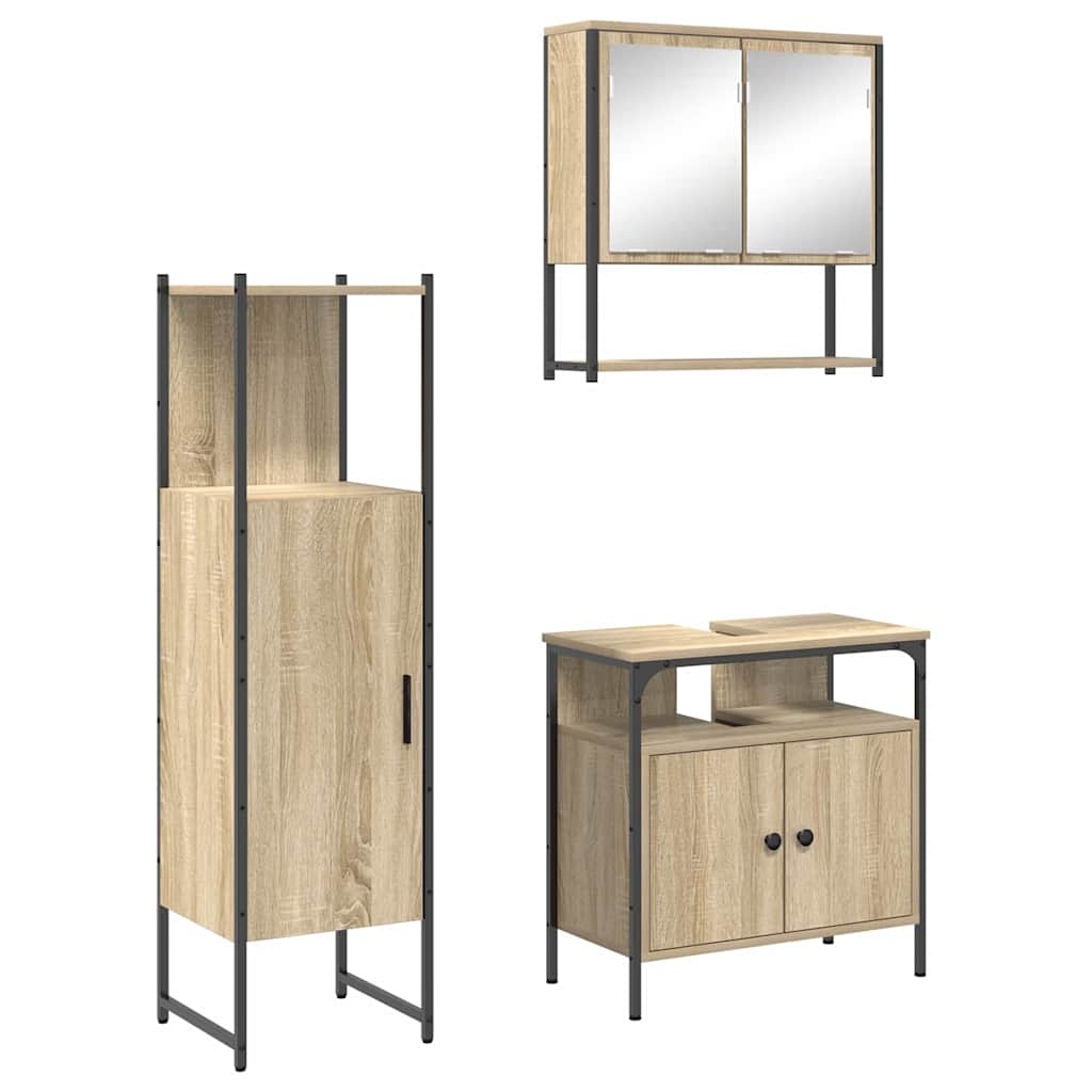 Badezimmermöbel Set mit Regal 3 pcs Braun 33 x 33 x 120.5 cm
