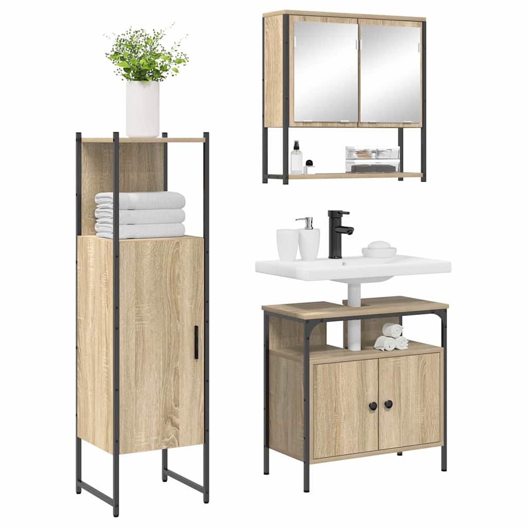 Badezimmermöbel Set mit Regal 3 pcs Braun 33 x 33 x 120.5 cm