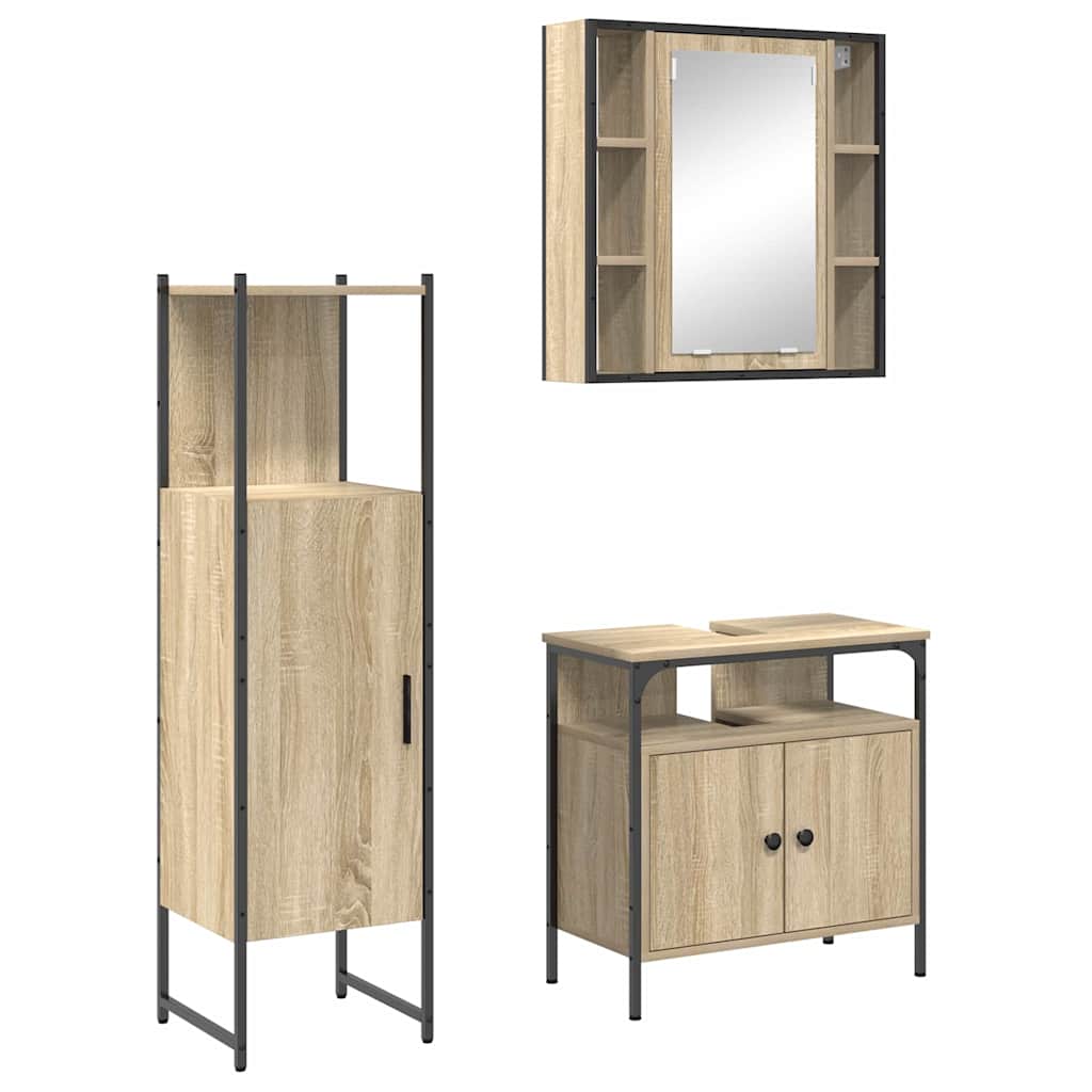 Badezimmermöbel Set mit Regal 3 pcs Braun 33 x 33 x 120.5 cm