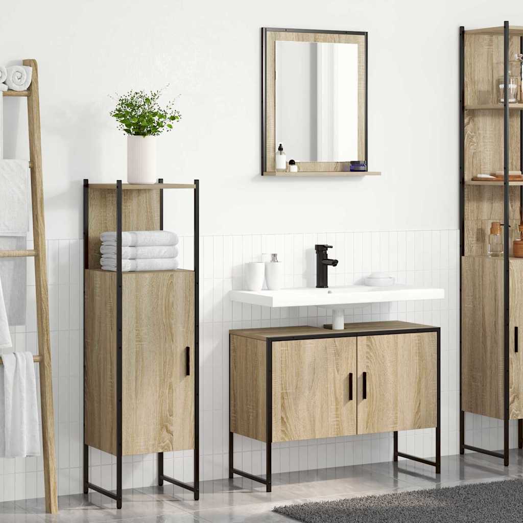 Badezimmermöbel Set mit Regal 3 pcs Braun 33 x 33 x 120.5 cm