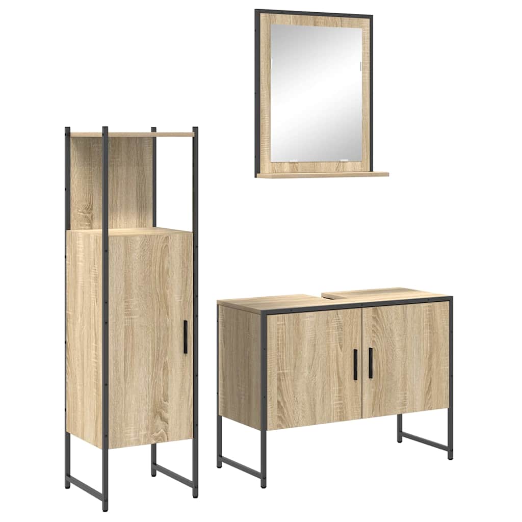 Badezimmermöbel Set mit Regal 3 pcs Braun 33 x 33 x 120.5 cm