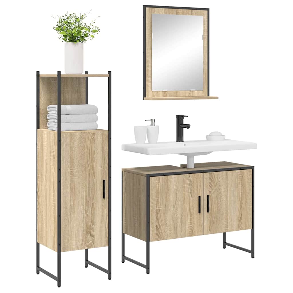 Badezimmermöbel Set mit Regal 3 pcs Braun 33 x 33 x 120.5 cm