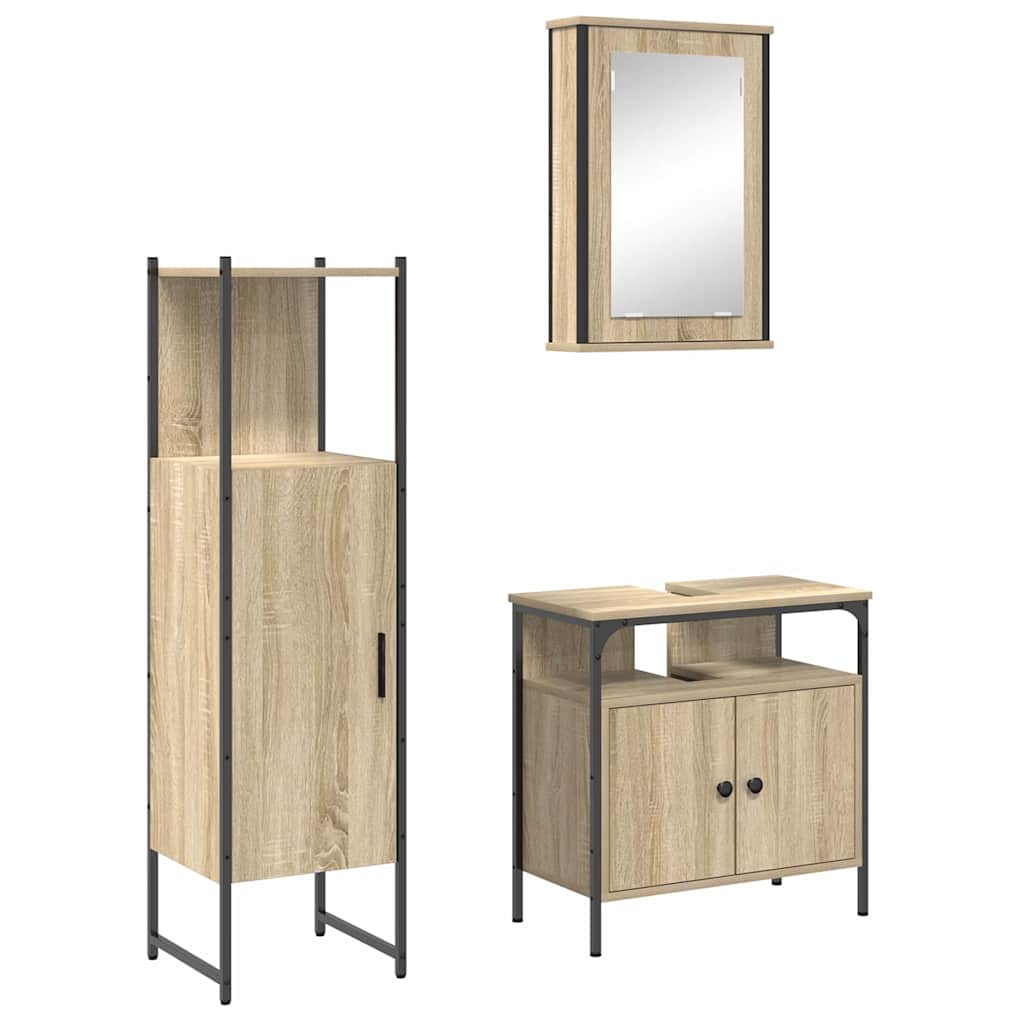 Badezimmermöbel Set mit Regal 3 pcs Braun 33 x 33 x 120.5 cm