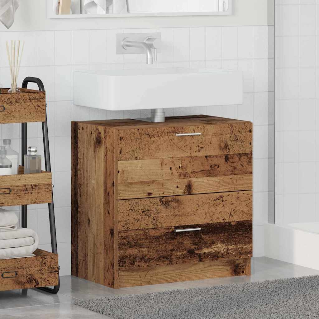 Waschtischschrank mit Tür Altholz 59 x 37 x 59 cm Holzwerkstoff