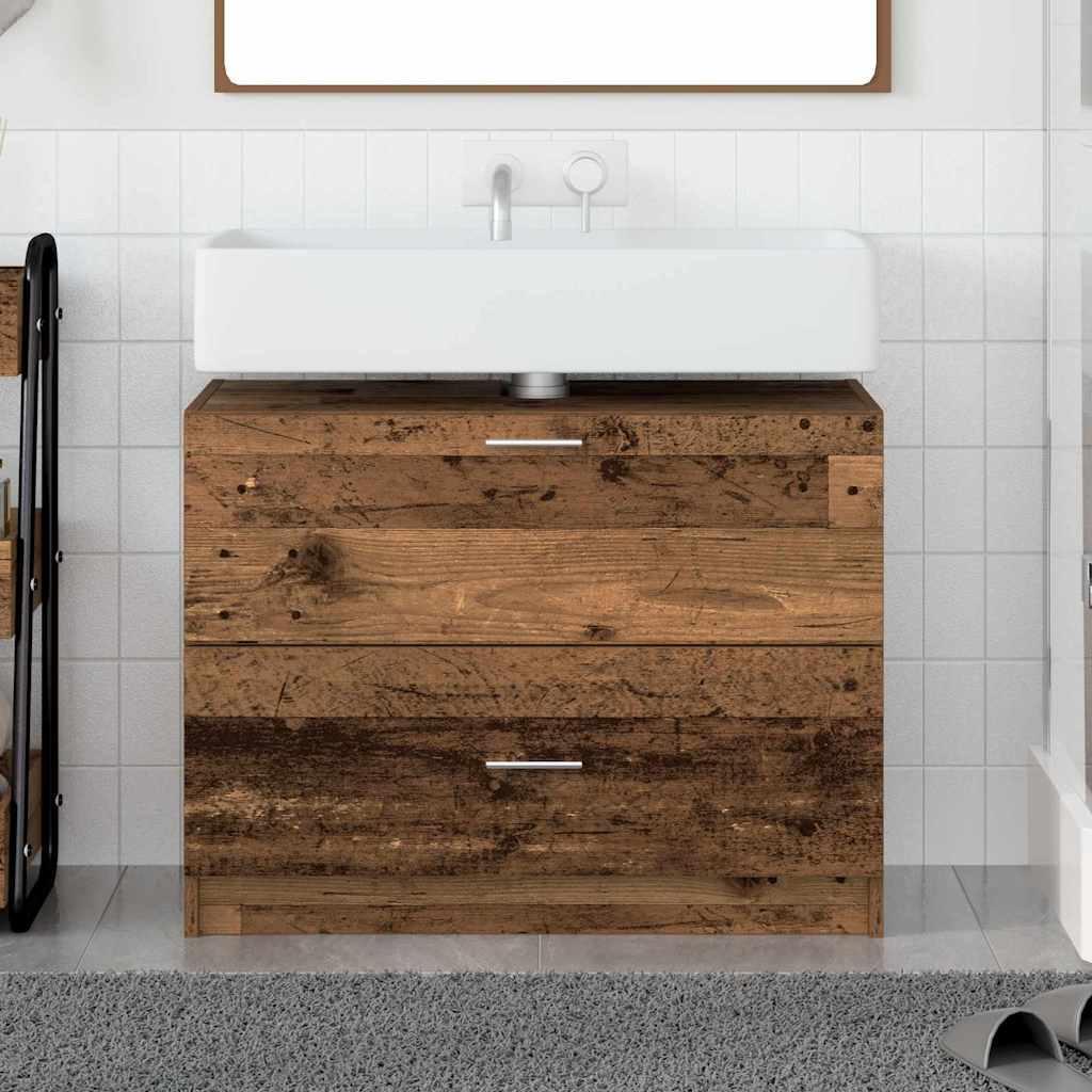 Waschtischschrank mit Tür Altholz 78 x 37 x 59 cm Holzwerkstoff