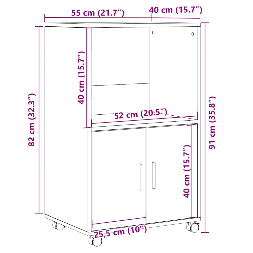 Schrank Schwarz Eichen-Optik 55 x 40 x 82 cm