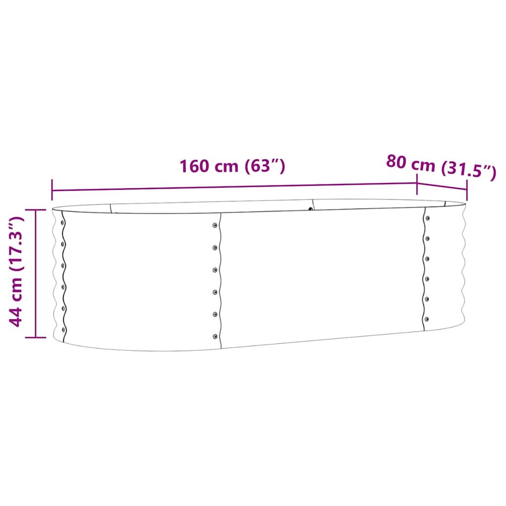 Garten-Hochbeet Grün 160 x 80 x 44 cm Stahl