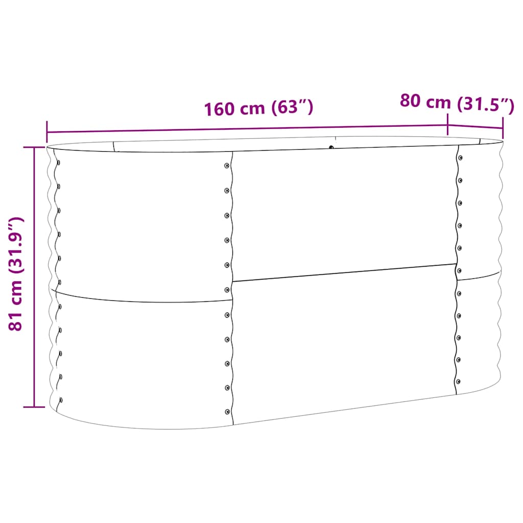 Garten-Hochbeet Braun 160 x 80 x 81 cm Stahl