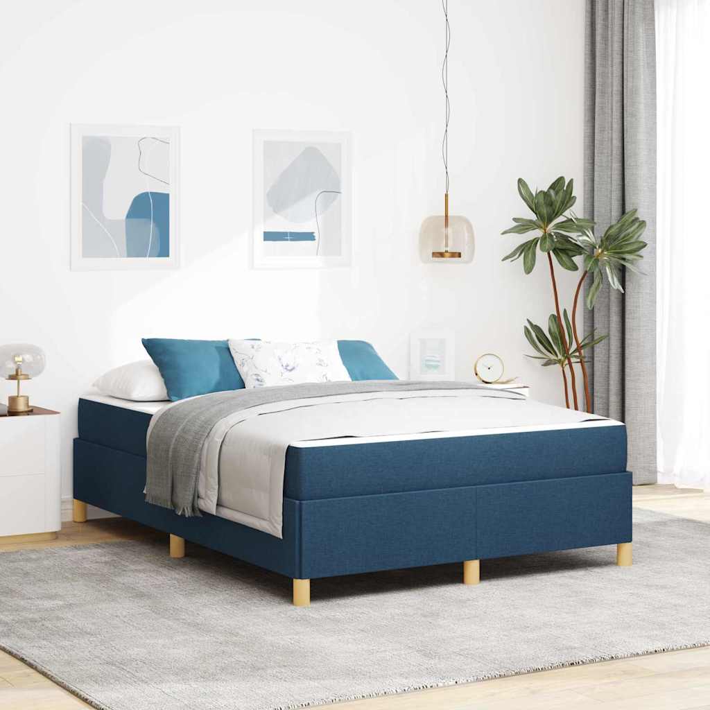 Boxspringbett Blau und Marine und Weiß 140 x 200 cm Stoff