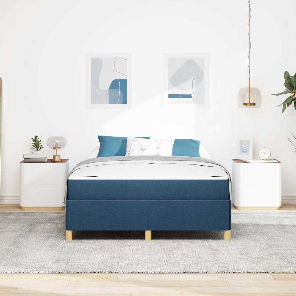 Boxspringbett Blau und Marine und Weiß 140 x 200 cm Stoff
