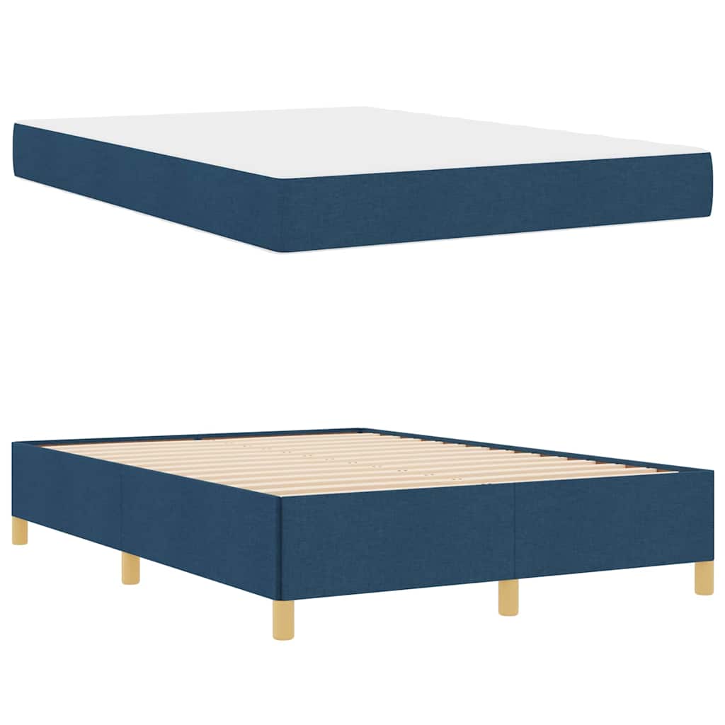 Boxspringbett Blau und Marine und Weiß 140 x 200 cm Stoff