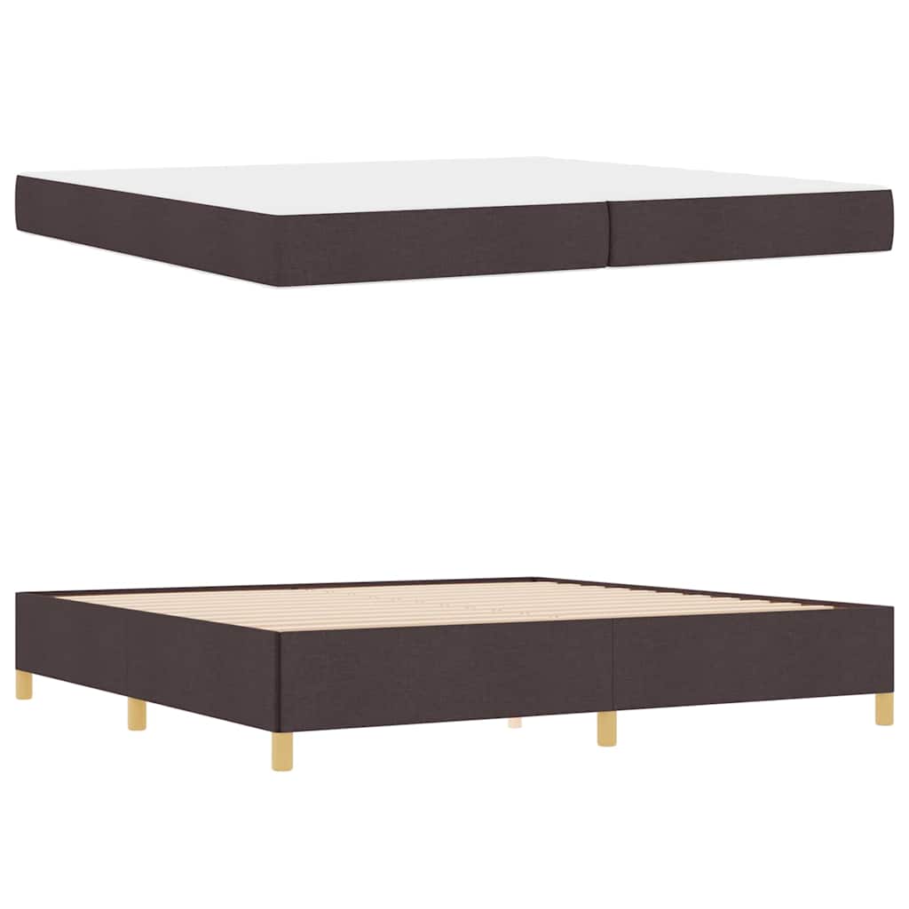 Boxspringbett Dunkelbraun und Weiß 200 x 200 cm Stoff