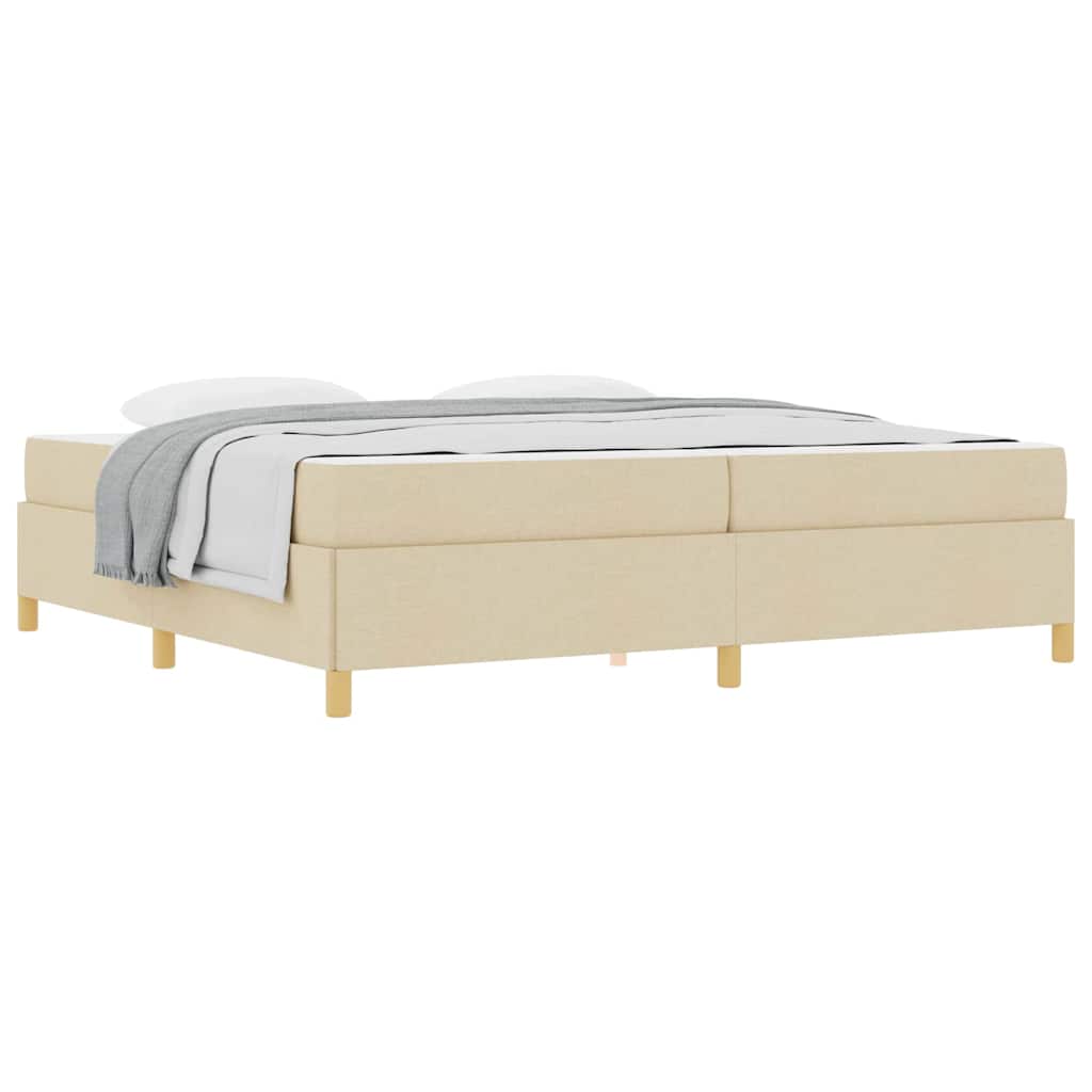 Boxspringbett mit Matratze Weiß und Creme 200 x 200 cm Stoff