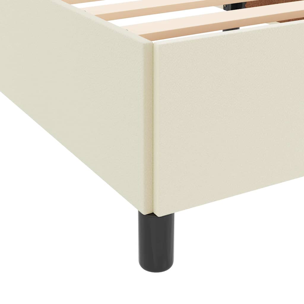 Bettgestell mit Matratze Creme 90 x 200 cm Kunstleder