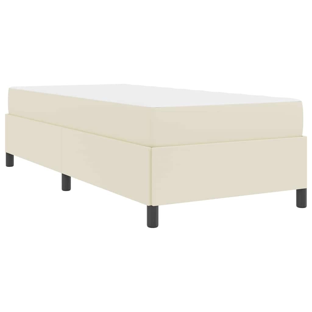Bettgestell mit Matratze Creme 90 x 200 cm Kunstleder