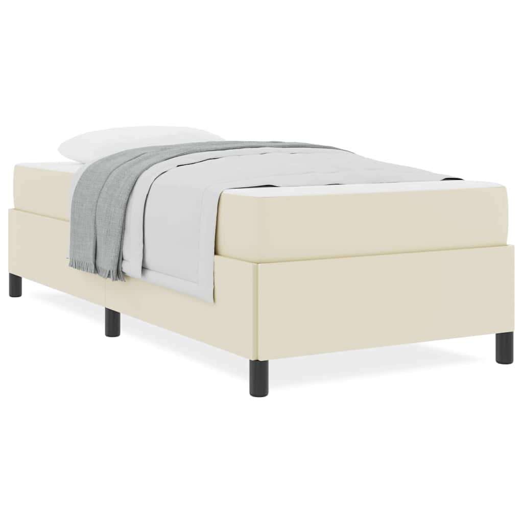 Bettgestell mit Matratze Creme 90 x 200 cm Kunstleder