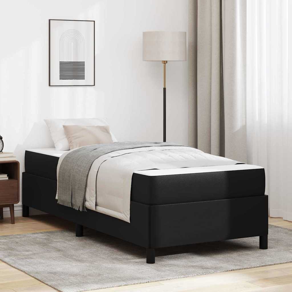 Bettgestell mit Matratze Schwarz 100 x 200 cm Kunstleder