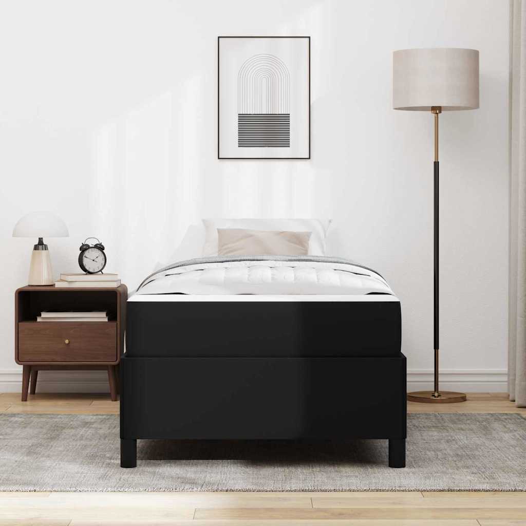 Bettgestell mit Matratze Schwarz 100 x 200 cm Kunstleder