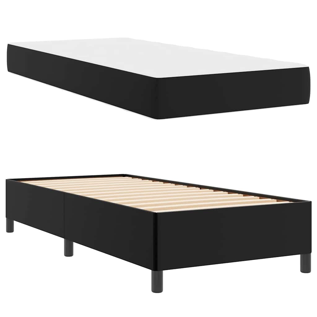 Bettgestell mit Matratze Schwarz 100 x 200 cm Kunstleder