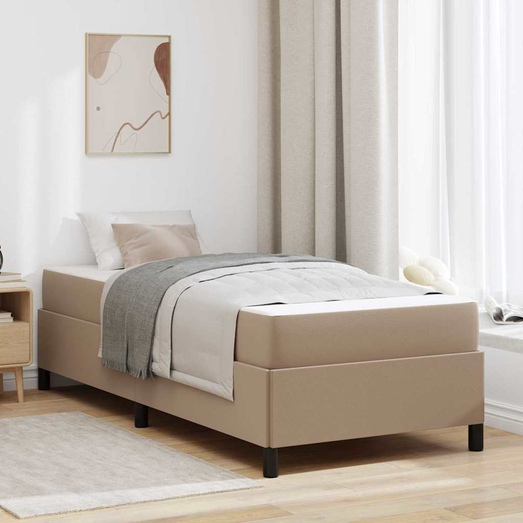 Bettgestell mit Matratze Cappuccino 100 x 200 cm Kunstleder