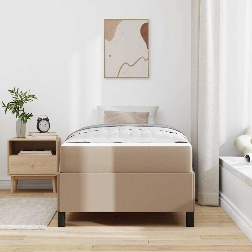 Bettgestell mit Matratze Cappuccino 100 x 200 cm Kunstleder