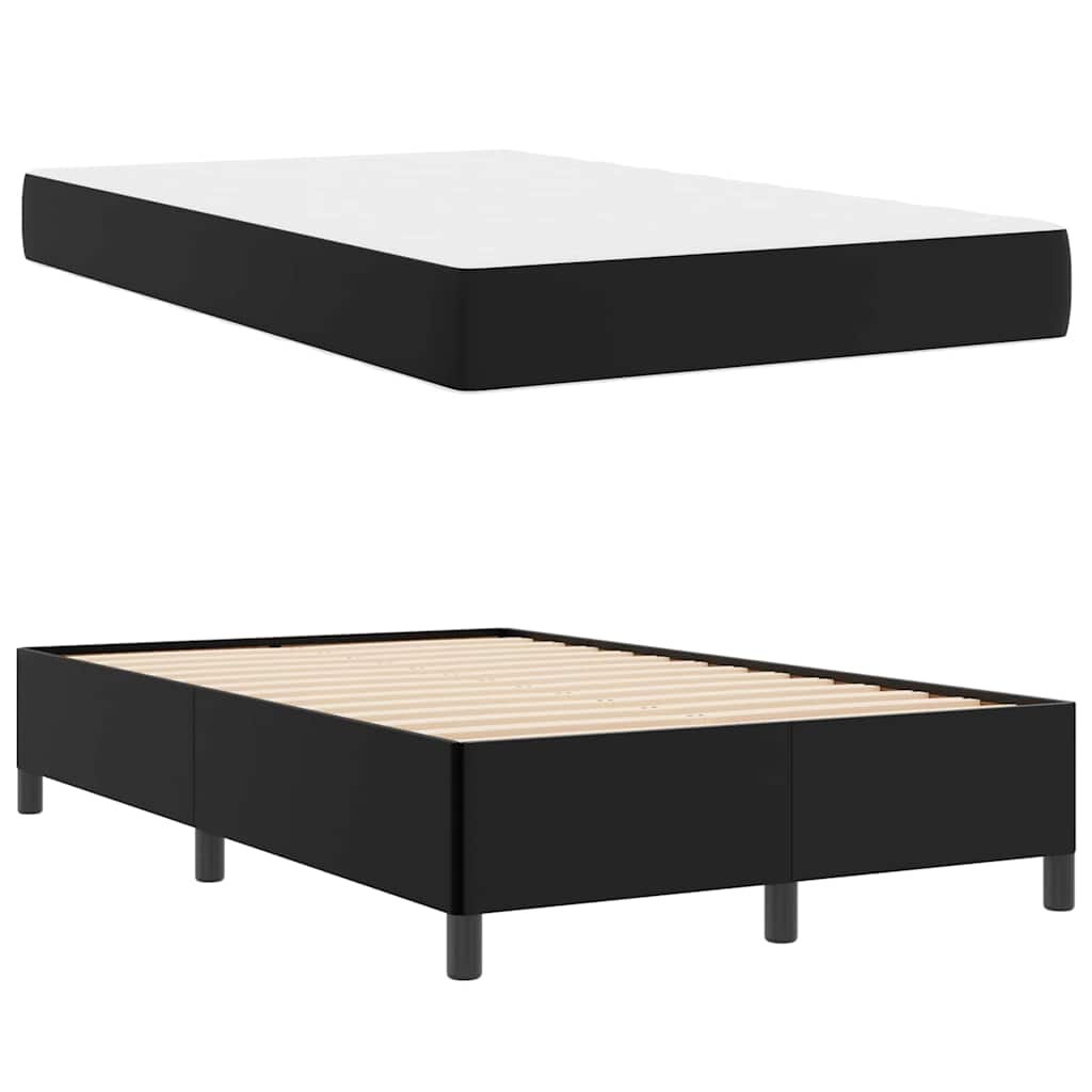 Bettgestell mit Matratze Schwarz 120 x 190 cm Kunstleder