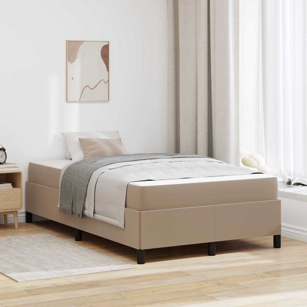 Bettgestell mit Matratze Cappuccino 120 x 200 cm Kunstleder