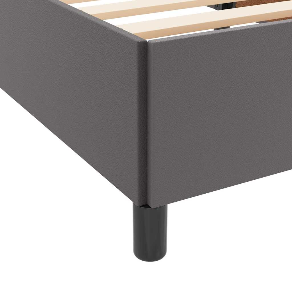 Bettgestell mit Matratze Grau 140 x 190 cm Kunstleder