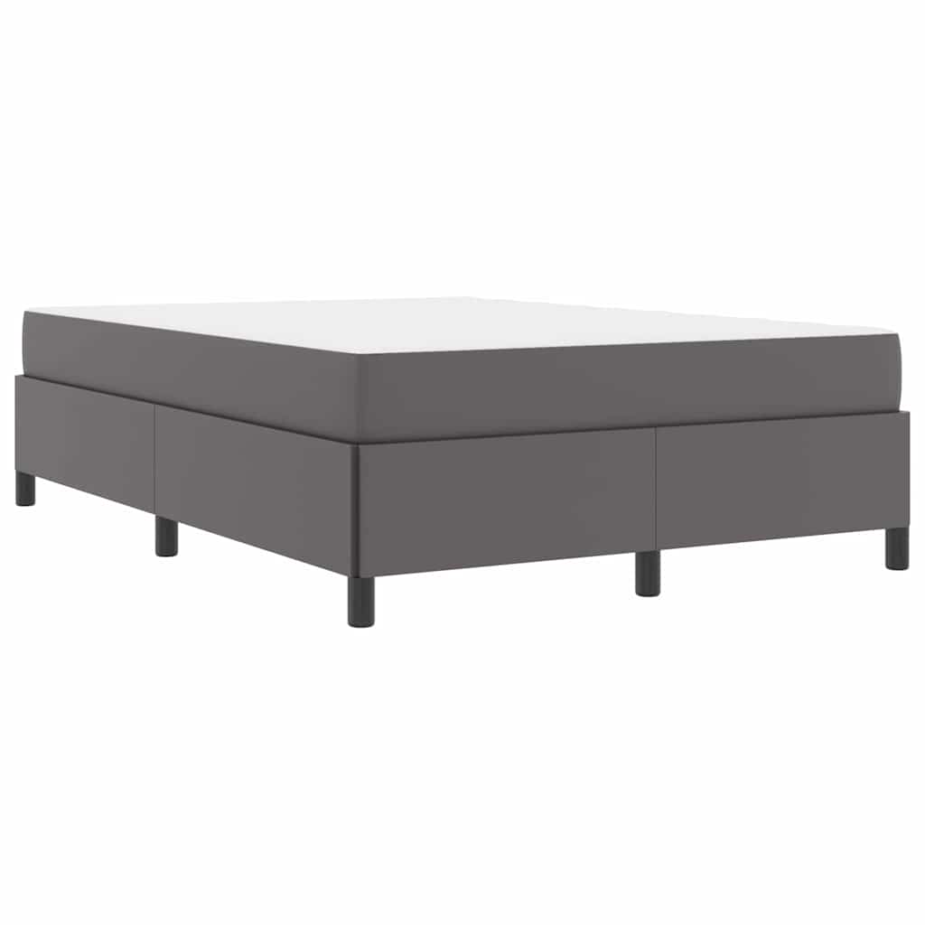 Bettgestell mit Matratze Grau 140 x 190 cm Kunstleder