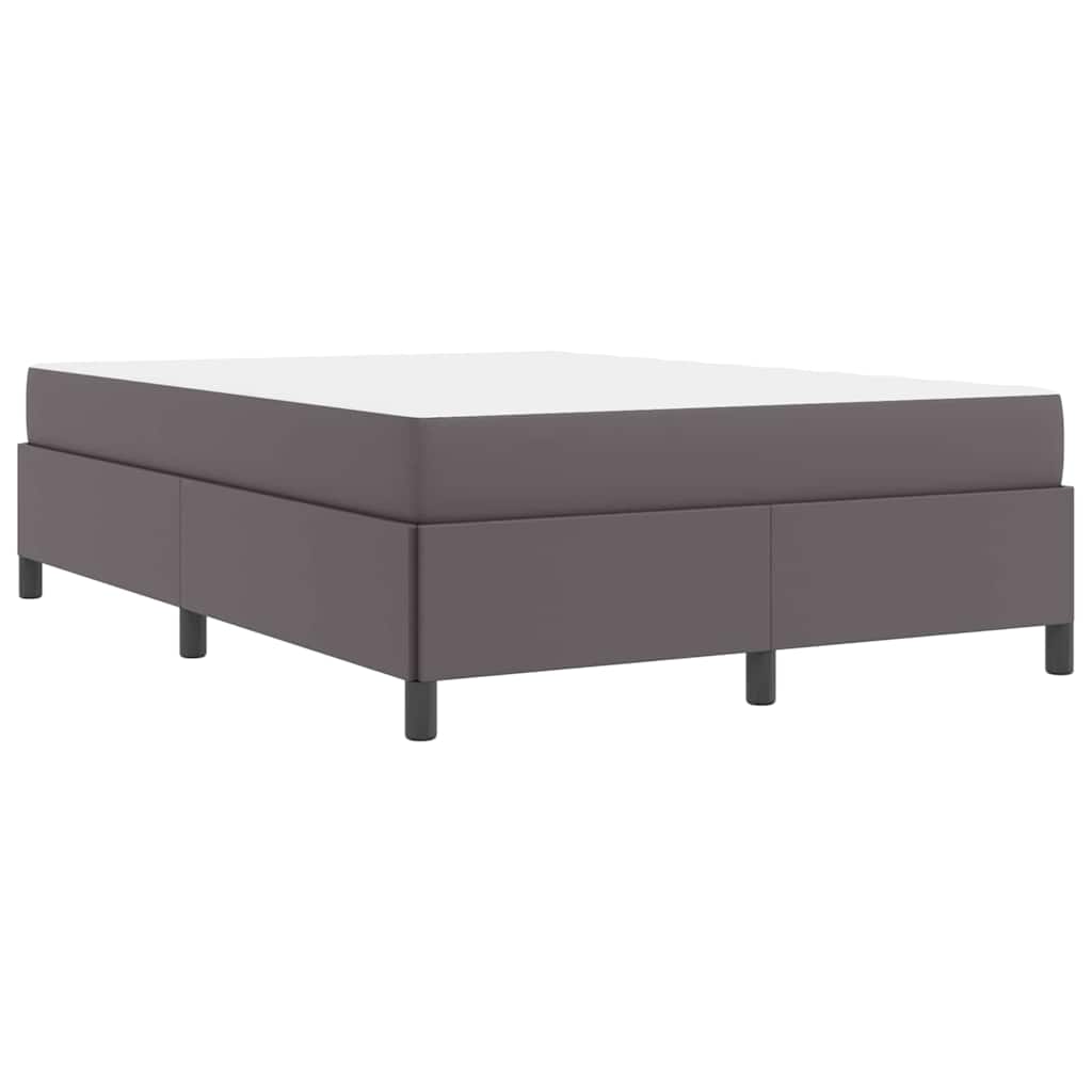 Bettgestell mit Matratze Grau 140 x 190 cm Kunstleder