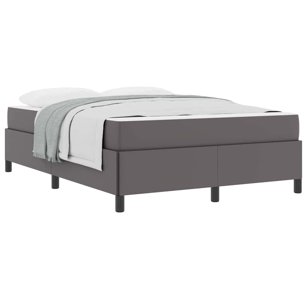 Bettgestell mit Matratze Grau 140 x 190 cm Kunstleder