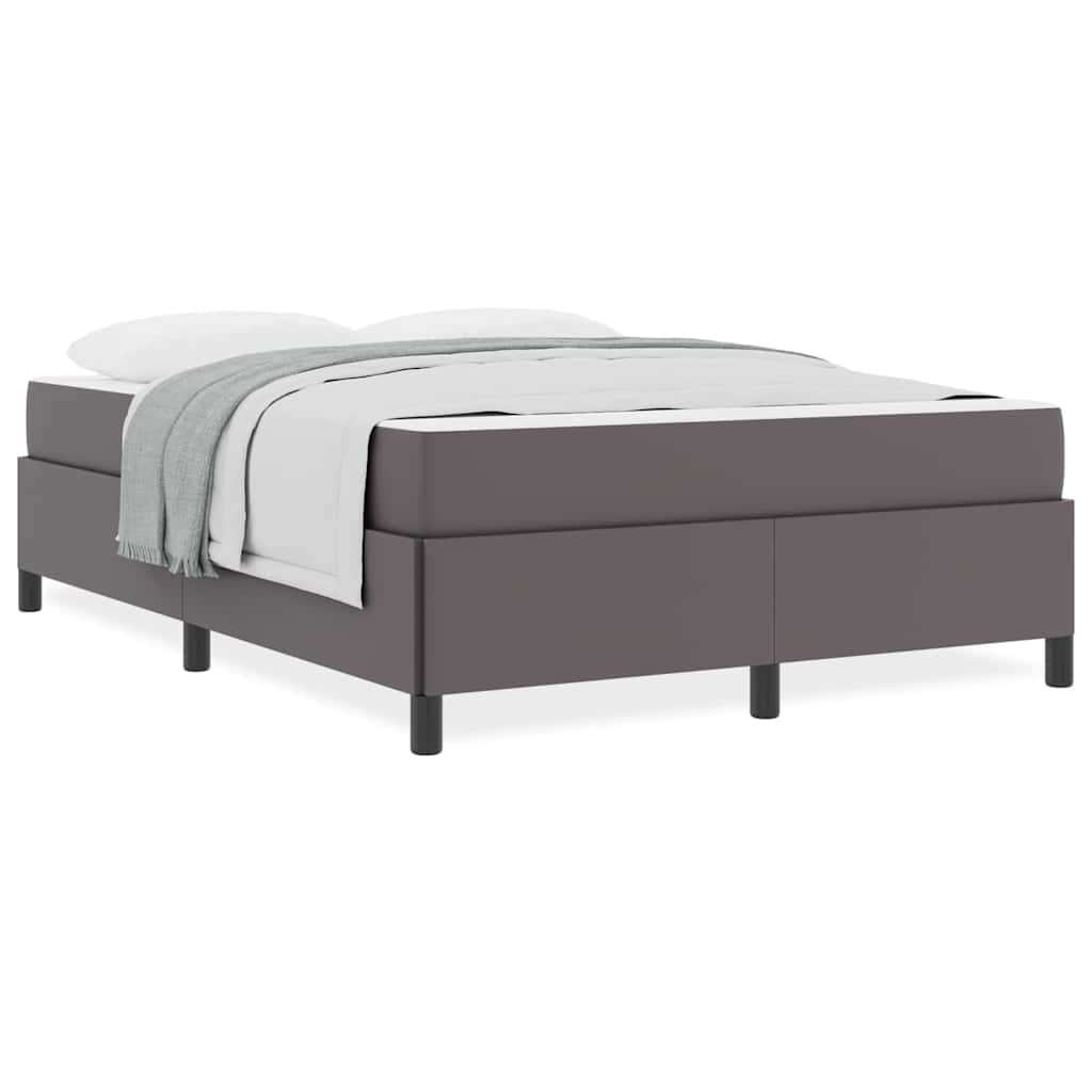 Bettgestell mit Matratze Grau 140 x 190 cm Kunstleder