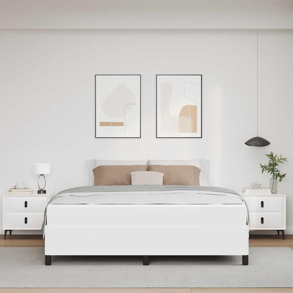 Bettgestell mit Matratze Weiß 180 x 200 cm Kunstleder