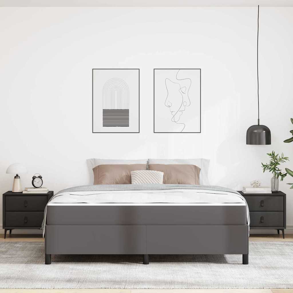 Bettgestell mit Matratze Grau 180 x 200 cm Kunstleder