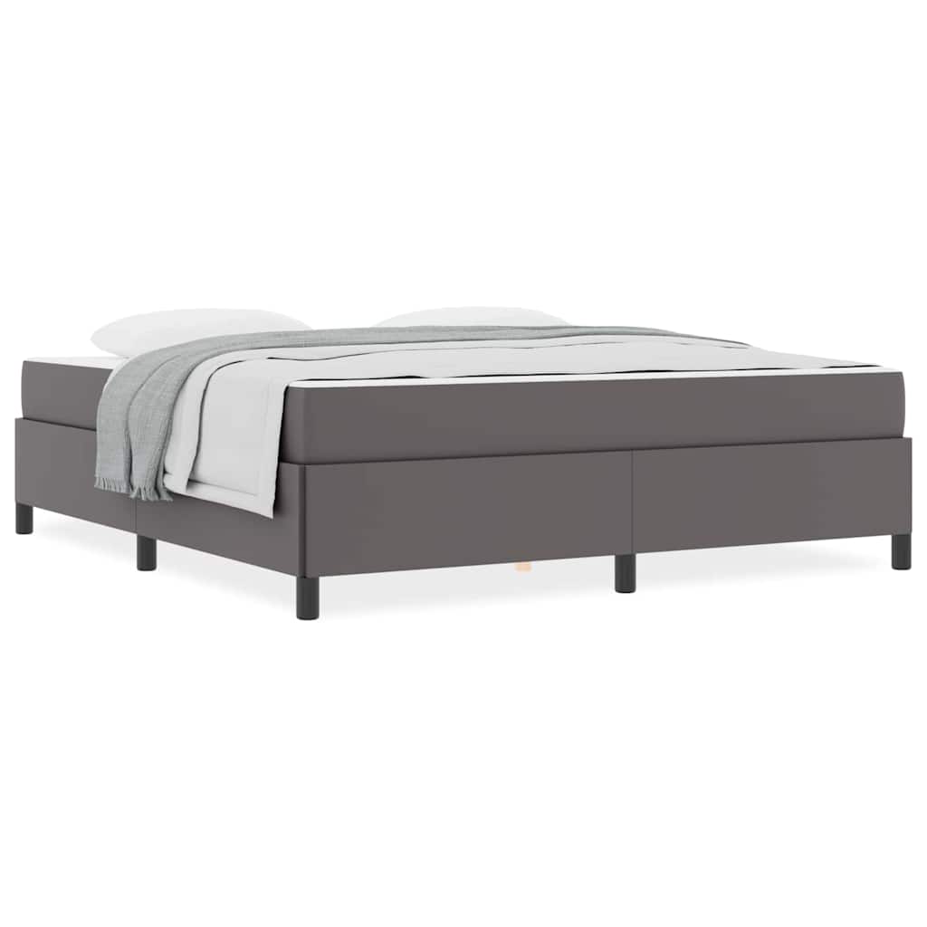 Bettgestell mit Matratze Grau 180 x 200 cm Kunstleder
