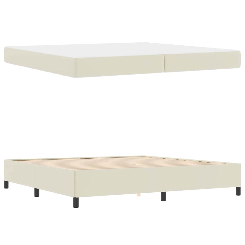 Bettgestell mit Matratze Creme 200 x 200 cm Kunstleder