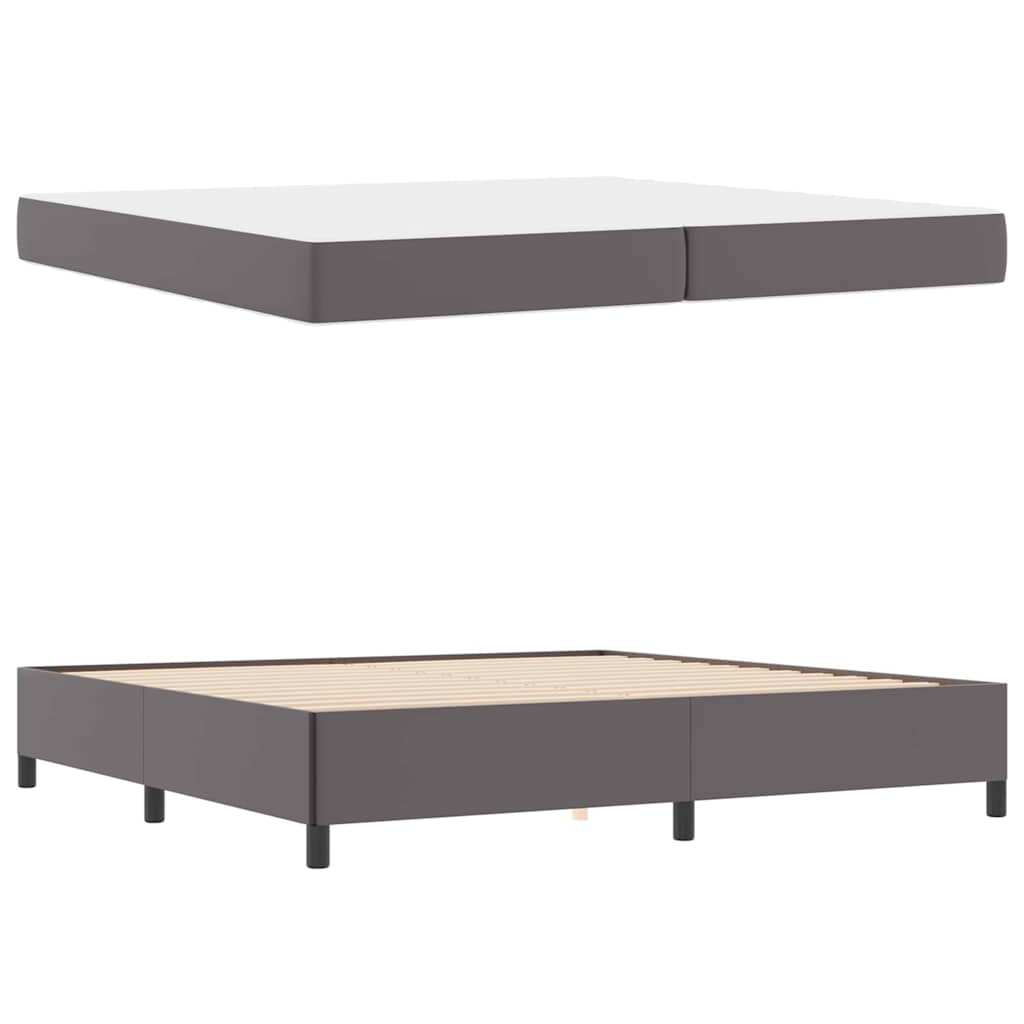 Bettgestell mit Matratze Grau 200 x 200 cm Kunstleder