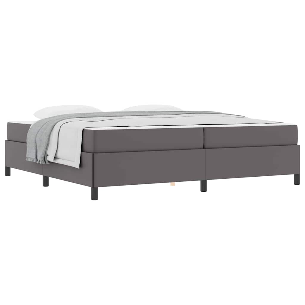 Bettgestell mit Matratze Grau 200 x 200 cm Kunstleder