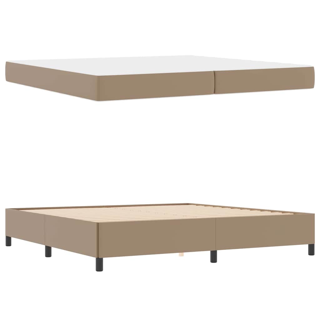 Bettgestell mit Matratze Cappuccino 200 x 200 cm Kunstleder