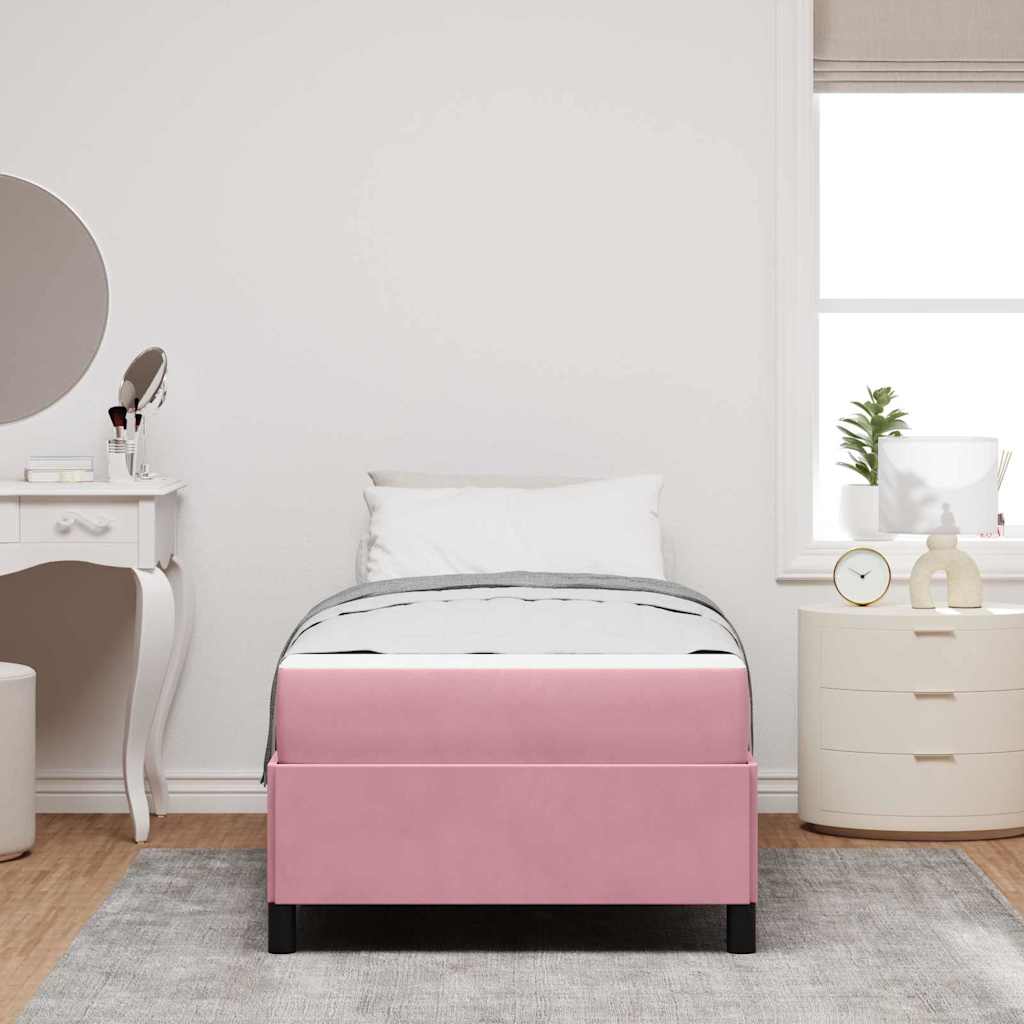 Bettgestell mit Matratze Rosa und Weiß 90 x 190 cm Samt