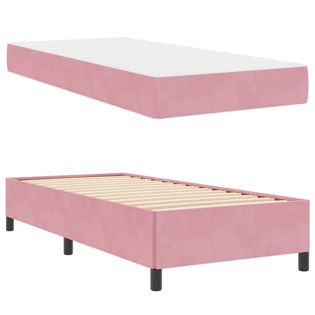 Bettgestell mit Matratze Rosa und Weiß 100 x 200 cm Samt