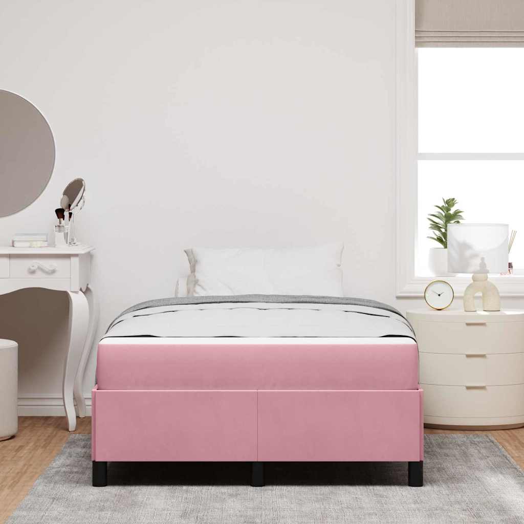 Bettgestell mit Matratze Rosa und Weiß 120 x 190 cm Samt