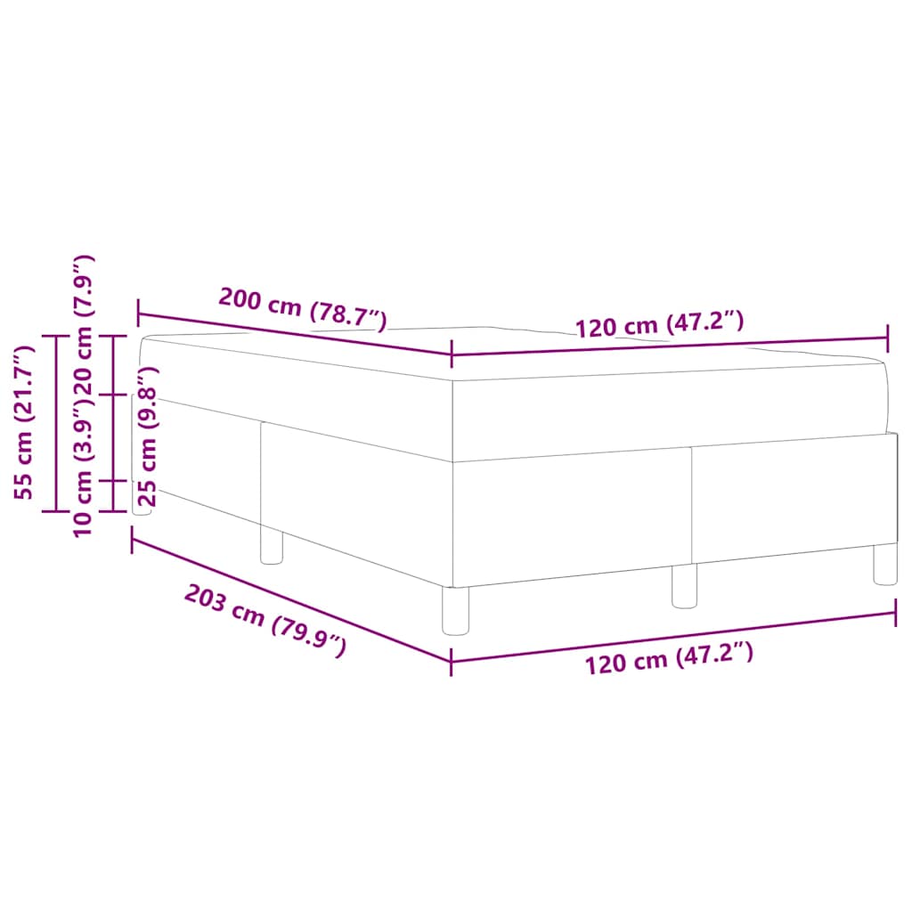 Bettgestell mit Matratze Dunkelblau und Weiß 120 x 200 cm Samt